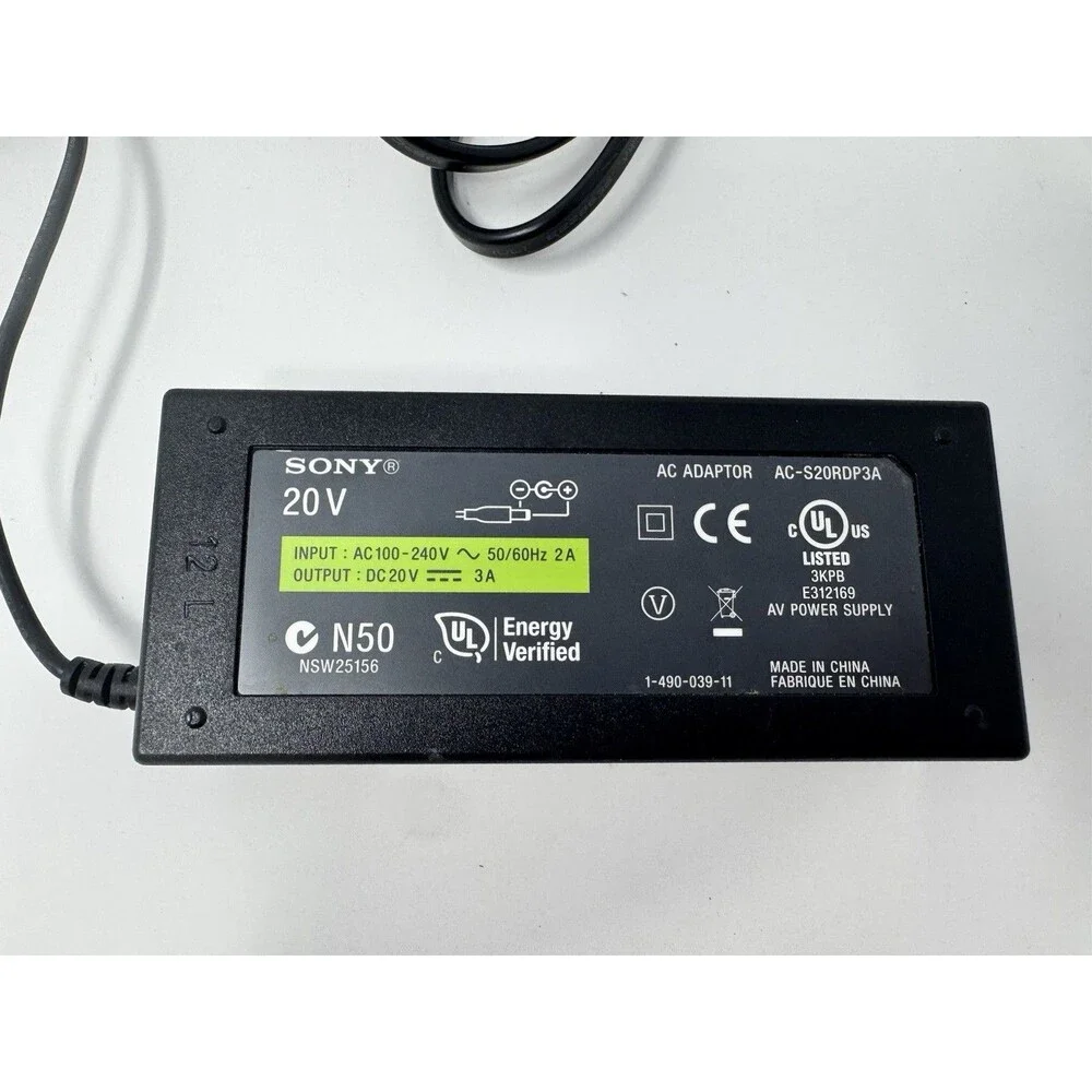 Sony AC-S20RDP3A 20V 3A Genuine OEM Power Adapter Charger N50 AC Adapter